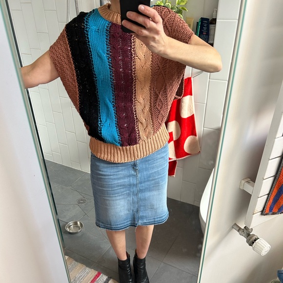 Dries Van Noten Multi-Striped Cotton Mixed Stitch Crewneck Vest - Picture 2 of 7